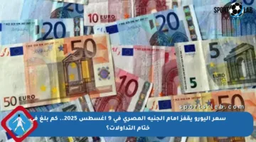 سعر اليورو يقفز أمام الجنيه المصري في 9 أغسطس 2025.. كم بلغ في ختام التداولات؟